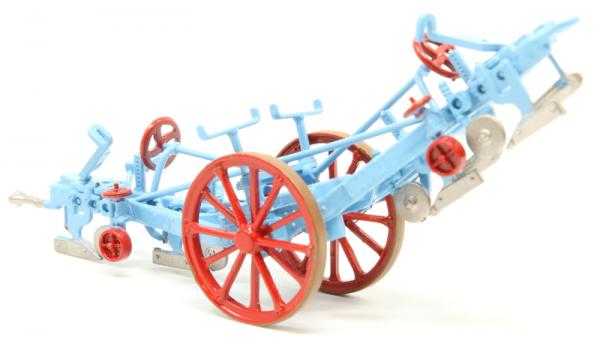 OXFORD FOWLER PLOUGH BLUE/RED 1/76