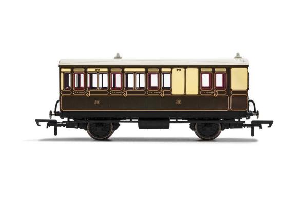 HORNBY GWR 4 WHL COACH 3RD W/LIGHTS