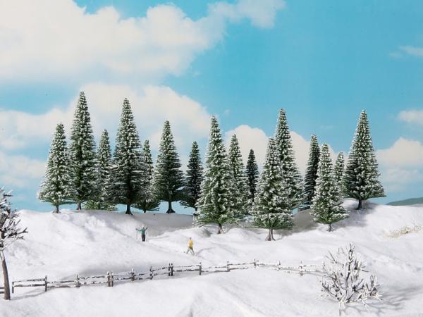 NOCH SNOWY FIR TREES 16 pieces