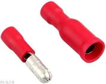 4MM BULLET CONNECTORS RED X 4PAIRS