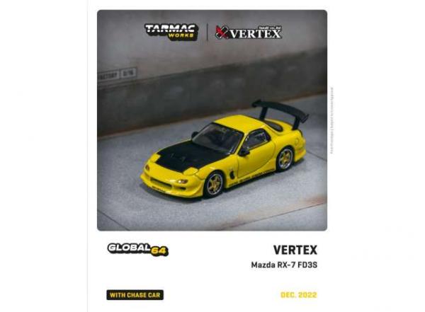 T64 1/64 VERTEX MAZDA  RX7 FD3S YELLOW