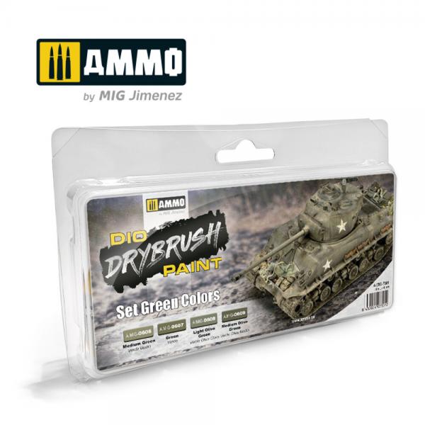 AMMO DRYBRUSH SET GREEN COLOURS